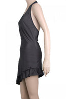 Women Girls Fashionable Mini Dress With Underwear Dancing Party Costume S/M Black