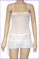 Women Girls Ladies Fashionable Mini Lingerie Dress With Underwear Dancer Costume White S/M