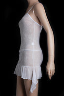 Women Girls Ladies Fashionable Mini Lingerie Dress With Underwear Dancer Costume White S/M