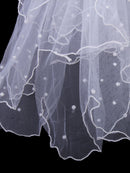 Fashionable 2 Layers Tiers Small Beads Charms Bridal Veil with Comb Bridal Wedding Clothing Accessory Wedding Outfit Accessory White