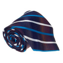 Mens Fashionable Silk Navy Blue With White And Blue Diagonal Stripe Necktie Work Special Occasion Meeting Birthday Accessory