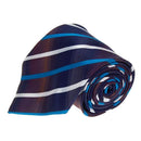 Mens Fashionable Silk Navy Blue With White And Blue Diagonal Stripe Necktie Work Special Occasion Meeting Birthday Accessory