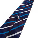 Mens Fashionable Silk Navy Blue With White And Blue Diagonal Stripe Necktie Work Special Occasion Meeting Birthday Accessory
