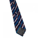 Mens Fashionable Silk Navy Blue With White And Blue Diagonal Stripe Necktie Work Special Occasion Meeting Birthday Accessory