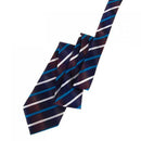 Mens Fashionable Silk Navy Blue With White And Blue Diagonal Stripe Necktie Work Special Occasion Meeting Birthday Accessory
