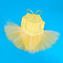 Kids Girls Fashionable Fairy Dress Ballet Ballerina Gymnastic Dancewear Costume Straps Tutu Dancing Leotard 5-6Years - Yellow