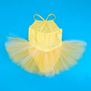 Kids Girls Fashionable Fairy Dress Ballet Ballerina Gymnastic Dancewear Costume Straps Tutu Dancing Leotard 5-6Years - Yellow
