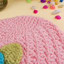 Kids Girls Soft Comfortable Wool Blending Yarn Crochet Flower Beanie Cap Pink L