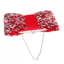 Women Fashionable Party Clothing Accessory Handbag Glittering Sequins Shoulder Hanging Bag With Long Chain Red