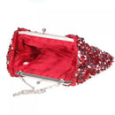 Women Fashionable Party Clothing Accessory Handbag Glittering Sequins Shoulder Hanging Bag With Long Chain Red