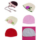 Brown Crochet Kids Children Girls Flower Beanie Hat Cap With Earflaps And Braids TM0078 Handmade 70% Wool for 7-12 Yrs