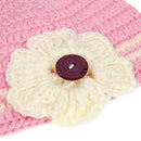 Kids Girls Soft Comfortable Wool Blending Yarn Crochet Flower Beanie Cap Pink S