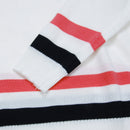 Women Girls Fashionable Long Sleeve White V-neck Knit Jumper Top Pullover Stripes Pattern Charms White