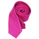 Unisex Casual Necktie Skinny Slim Narrow Neck Tie Solid Shocking Pink