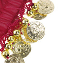 1 Pair of Belly Dance Arm Cuff 18 Artificial Golden Coins Charms Wrist Bracelets for Women Girls Belly Dancer Hand Decor Ornaments Red