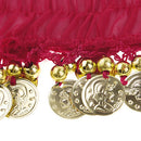 1 Pair of Belly Dance Arm Cuff 18 Artificial Golden Coins Charms Wrist Bracelets for Women Girls Belly Dancer Hand Decor Ornaments Red