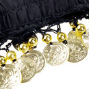 Pair Of Fashionable Style Chiffon Metal Coin Dazzling Beads Belly Dance Bracelets Black