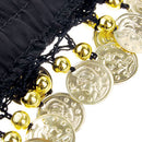 Pair Of Fashionable Style Chiffon Metal Coin Dazzling Beads Belly Dance Bracelets Black