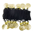 Pair Of Fashionable Style Chiffon Metal Coin Dazzling Beads Belly Dance Bracelets Black