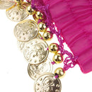 1 Pair of Belly Dance Arm Cuff 18 Artificial Golden Coins Charms Wrist Bracelets for Women Girls Belly Dancer Hand Decor Ornaments Pink