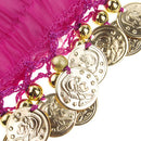 1 Pair of Belly Dance Arm Cuff 18 Artificial Golden Coins Charms Wrist Bracelets for Women Girls Belly Dancer Hand Decor Ornaments Pink