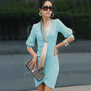 Women Girls ladies Fashionable Wrapped V Neckline Cocktail Club Party Dress Outfit Birthday Gift Light Blue