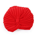 Women Girls Ladies Fashionable Polyester Pleated Pre Tied Turban Head Wrap Cap Twist Hat Red