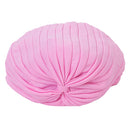 Women Girls Ladies Fashionable Polyester Pleated Pre Tied Turban Head Wrap Cap Twist Hat Pink