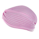 Women Girls Ladies Fashionable Polyester Pleated Pre Tied Turban Head Wrap Cap Twist Hat Pink
