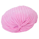 Women Girls Ladies Fashionable Polyester Pleated Pre Tied Turban Head Wrap Cap Twist Hat Pink
