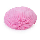 Women Girls Ladies Fashionable Polyester Pleated Pre Tied Turban Head Wrap Cap Twist Hat Pink