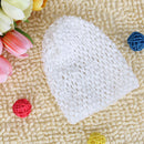 Soft Stretchable Crochet Beanie Cap Hat for Kids Baby Toddler Winter Warm Clothing Accessory- White