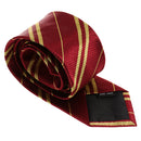 Mens Casual Necktie Narrow Skinny Slim Neck Tie Dark Red Tie with Yellow Stripes