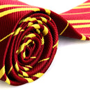 Mens Casual Necktie Narrow Skinny Slim Neck Tie Dark Red Tie with Yellow Stripes