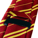 Mens Casual Necktie Narrow Skinny Slim Neck Tie Dark Red Tie with Yellow Stripes