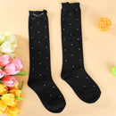 Pair Of Kids Warm Stylish Soft Stretchy Cotton Satin Knee High Socks Black
