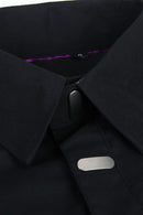 Fashionable Mens Long Sleeve Buttoned Cuffs Pointed Collar Shirt Birthday Party Gift Black XL