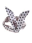 Women Girls Rabbit Ear Satin Headband Hair Band Headpiece Party Supplies -Light pink with coffee polka dots