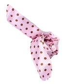 Women Girls Rabbit Ear Satin Headband Hair Band Headpiece Party Supplies -Light pink with coffee polka dots
