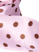 Women Girls Rabbit Ear Satin Headband Hair Band Headpiece Party Supplies -Light pink with coffee polka dots