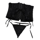 Women Satin Corset with Criss Cross Ribbon Laced Back Black