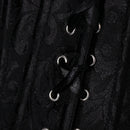 Women Satin Corset with Criss Cross Ribbon Laced Back Black