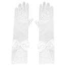 Fairytale Princess White Bow Lace Short Silk Stretch Wedding Evening Party Gloves