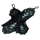 Women's Black Short Lace Decorated Wedding Party Gloves Protect