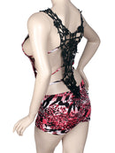 V Neck Lace Short Partywear Summer Dress Red