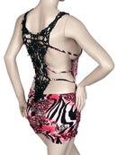 V Neck Lace Short Partywear Summer Dress Red