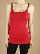 Adjustable Shoulder Strap Long Spaghetti Camisole Tank Top Women Girls Summer Clothing Apparel Gift Red Size M
