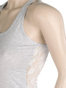 Comfortable Camisole Floral Lace Back Cami Tank Top for Women Girls Yoga Sports Training Summer Clothing Outfit Light Grey US 2-6