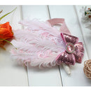 Fashionable Cute Feather Rhinestone Headband Headwear Hair Accessory Baby Pink