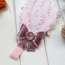 Fashionable Cute Feather Rhinestone Headband Headwear Hair Accessory Baby Pink
